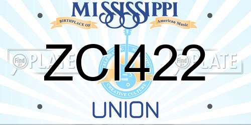ZCI422 Mississippi License Plate