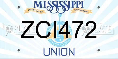ZCI472 Mississippi License Plate