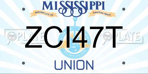 ZCI47T Mississippi License Plate