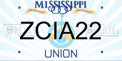 ZCIA22 Mississippi License Plate