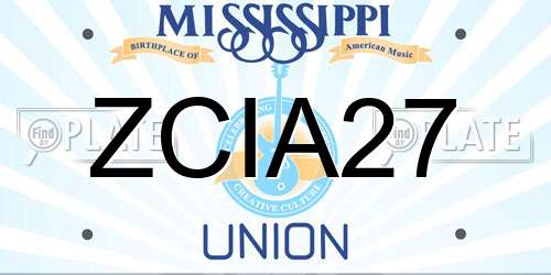 ZCIA27 Mississippi License Plate