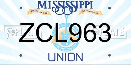 ZCL963 Mississippi License Plate