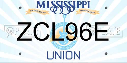 ZCL96E Mississippi License Plate