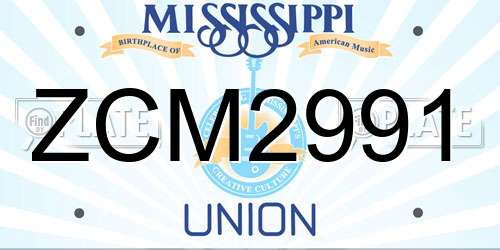 ZCM2991 Mississippi License Plate