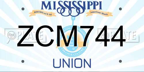 ZCM744 Mississippi License Plate