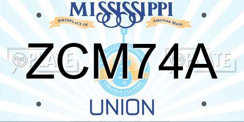 ZCM74A Mississippi License Plate