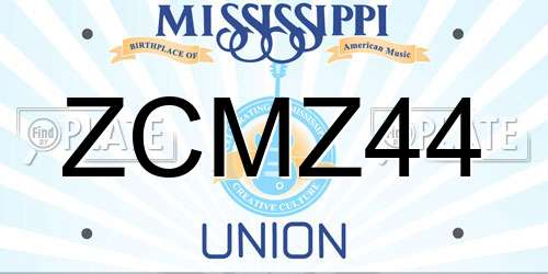 ZCMZ44 Mississippi License Plate