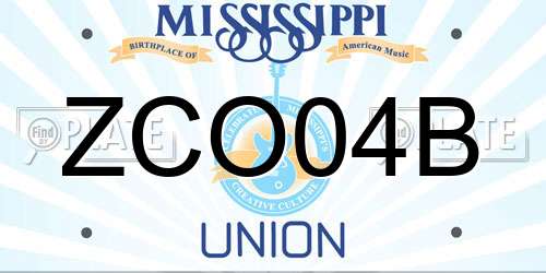 ZCO04B Mississippi License Plate
