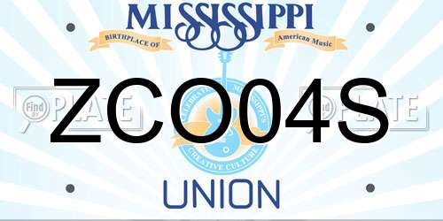 ZCO04S Mississippi License Plate