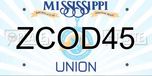 ZCOD45 Mississippi License Plate