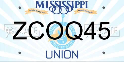 ZCOQ45 Mississippi License Plate