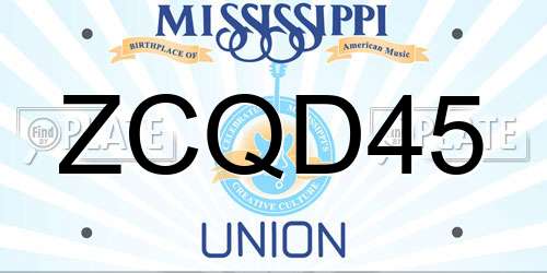 ZCQD45 Mississippi License Plate