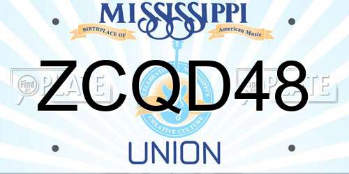 ZCQD48 Mississippi License Plate
