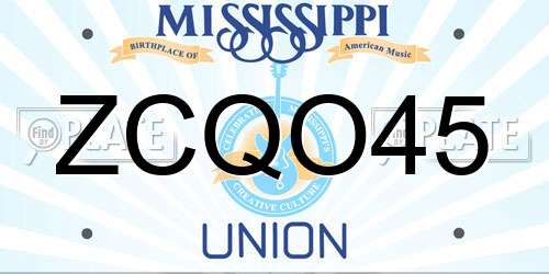ZCQO45 Mississippi License Plate