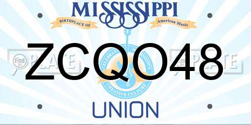 ZCQO48 Mississippi License Plate