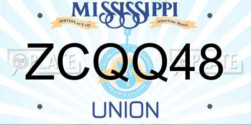 ZCQQ48 Mississippi License Plate