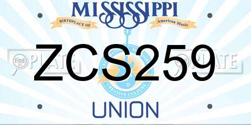 ZCS259 Mississippi License Plate