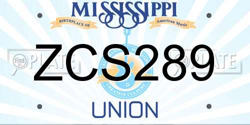 ZCS289 Mississippi License Plate