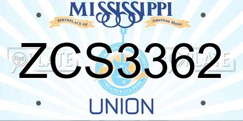 ZCS3362 Mississippi License Plate