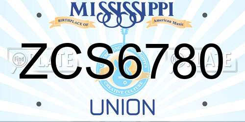 ZCS6780 Mississippi License Plate