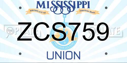 ZCS759 Mississippi License Plate