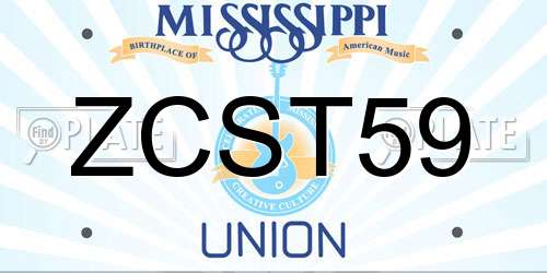 ZCST59 Mississippi License Plate