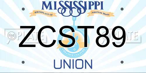 ZCST89 Mississippi License Plate