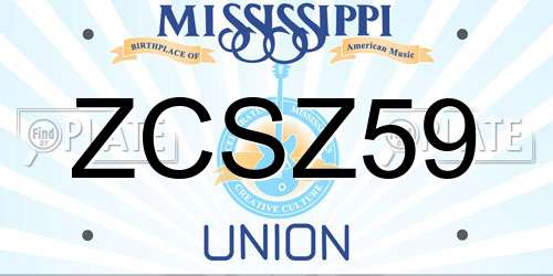 ZCSZ59 Mississippi License Plate