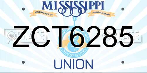 ZCT6285 Mississippi License Plate