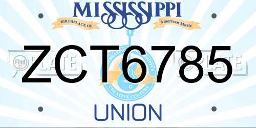ZCT6785 Mississippi License Plate