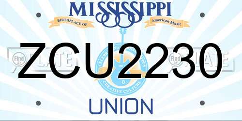 ZCU2230 Mississippi License Plate