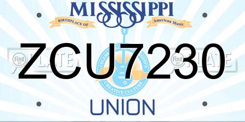 ZCU7230 Mississippi License Plate