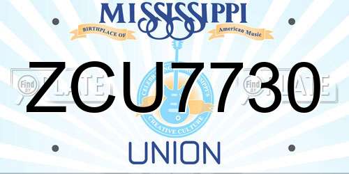 ZCU7730 Mississippi License Plate