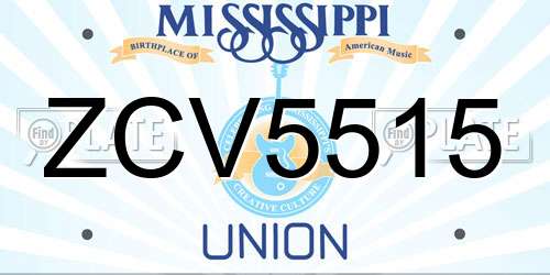 ZCV5515 Mississippi License Plate