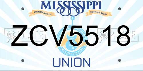ZCV5518 Mississippi License Plate