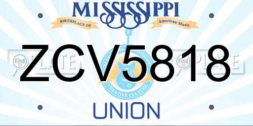 ZCV5818 Mississippi License Plate