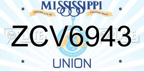 ZCV6943 Mississippi License Plate