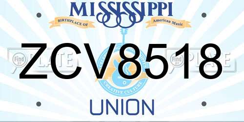 ZCV8518 Mississippi License Plate