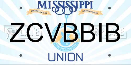 ZCVBBIB Mississippi License Plate