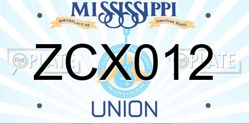 ZCX012 Mississippi License Plate