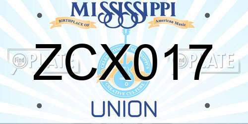 ZCX017 Mississippi License Plate