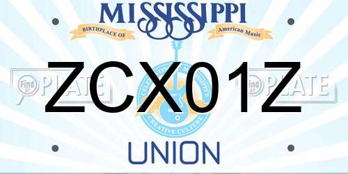 ZCX01Z Mississippi License Plate