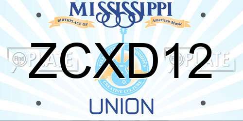 ZCXD12 Mississippi License Plate