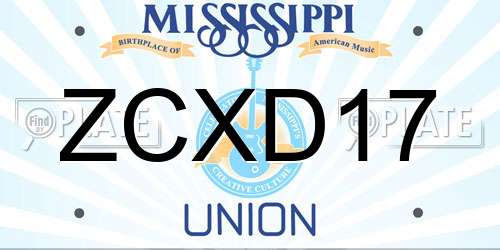 ZCXD17 Mississippi License Plate
