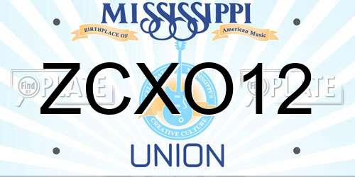 ZCXO12 Mississippi License Plate
