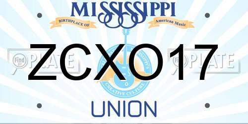 ZCXO17 Mississippi License Plate