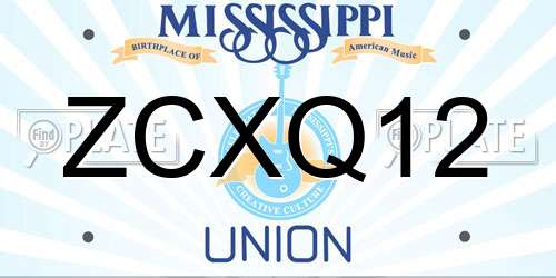 ZCXQ12 Mississippi License Plate