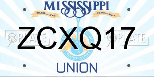 ZCXQ17 Mississippi License Plate
