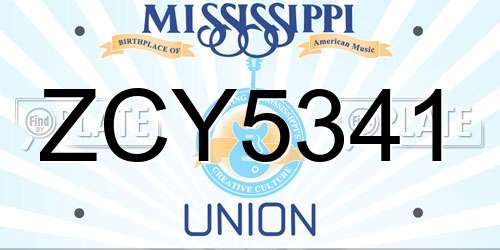 ZCY5341 Mississippi License Plate