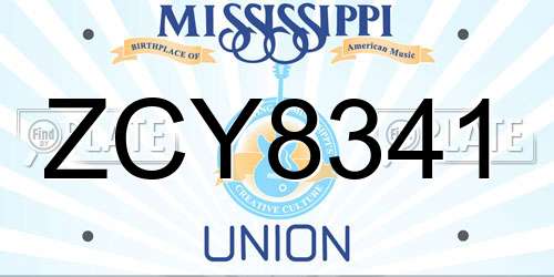 ZCY8341 Mississippi License Plate